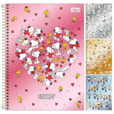 Imagem de Kit C/ 4 Caderno Snoopy Metálizado TILIBRA Universitário ESPIRAL - 1M 80Folhas