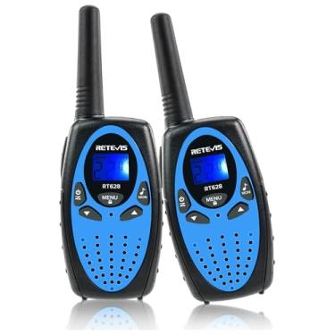 Imagem de Retevis RT628 Kids Walkie Talkies, Long Range 2 Way Radio 22 Channel, Durable Toy Birthday Gifts for 6-12 Year Old Boys and Girls, Handheld Walkies Talkie for Outside Hiking Camping(Black Blue 1 Pair)