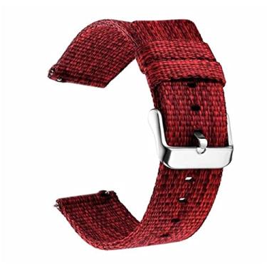 Imagem de FULNES Pulseira de nylon para relógio Samsung Galaxy 4/clássico/3/46mm/42mm/Active 2 gear s3 frontier watchBand 20mm 22mm pulseira Correa (Cor: Vermelho, Tamanho: 20mm Universal)