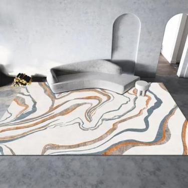 Imagem de Tapete decorativo abstrato para sala de estar, decoração simples, tapete para quarto, antiderrapante, fácil de limpar, tapete para mesa de centro (200x200cm 78x78in/Sem fiapos 10)