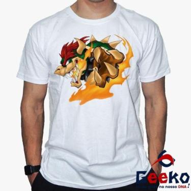 Imagem de Camiseta Bowser 100% Algodão Mario Bros Geeko, Branco gola careca, M