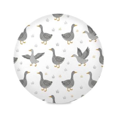 Imagem de Wassud Jogo americano com gansos fofos tapetes de mesa redondos para cozinha e jantar tapetes laváveis resistentes ao calor decoração de mesa 39 cm