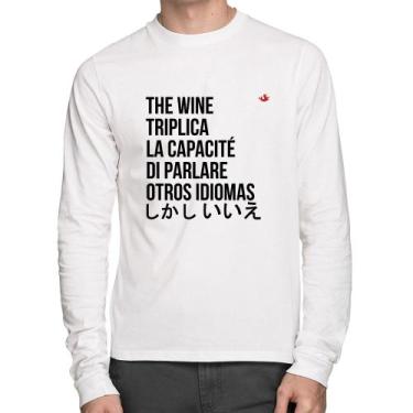 Imagem de Camiseta Algodão The wine triplica la capacité di parlare otros idioma