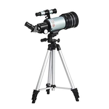 Imagem de pcagfaajmh Telescópio astronômico 300/70 mm Lente monocular com telescópio refrator HD 150X com suporte para telefone, lente de tripé ajustável, filtro de lua 3X