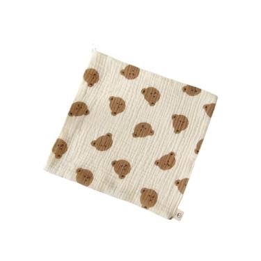 Imagem de 1 pacote com toalhas de rosto para recém-nascidos, 24 x 24 cm, lenços absorventes para bebês, lenços umedecidos de saliva para crianças, meninos e meninas, laváveis e reutilizáveis (cabeça de urso)