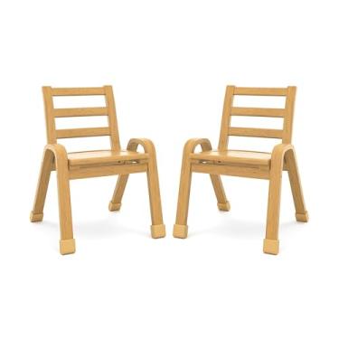 Imagem de Angeles Cadeira NaturalWood Collection de 33 cm, pacote com 2, cadeiras infantis ergonômicas empilháveis para salas de aula e escolas domésticas, assentos flexíveis para sala de aula