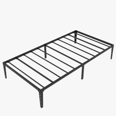 Imagem de Gyabnw Estrutura de cama de solteiro, plataforma de metal de aço resistente, sistema de suporte todo em metal, sem necessidade de mola box, montagem fácil - solteiro