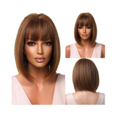 Imagem de Peruca Sintética Curta Lisa Loiro Claro Para Mulheres, Cabelo Natural,