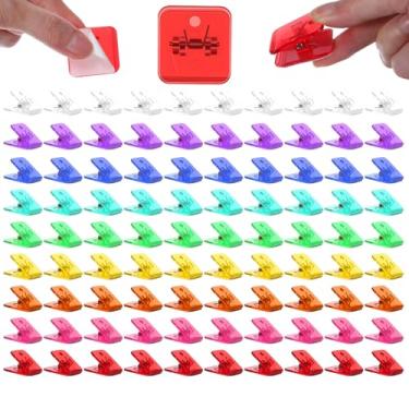 Imagem de 100 peças de clipes autoadesivos coloridos para pendurar, 3 cm x 3 cm, ganchos de tapeçaria, clipes de parede, clipe de mola adesivo para foto, papel, pôster, foto, escritório, casa (10 cores)
