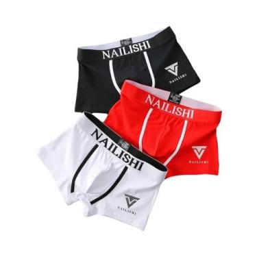 Imagem de Cuecas Boxer Masculinas De Algodão Respirável, Pacote Com 3, Confortáv