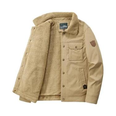 Imagem de Jaqueta De Inverno Masculina Em Fleece, Grossa, Quente, À Prova De Ven