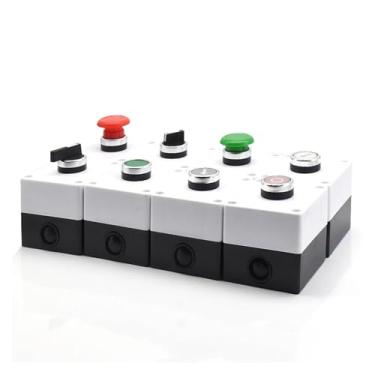 Imagem de Elevador liga/desliga de 22 mm, interruptor de botão de incêndio 4 parafusos circulares tamanho pequeno recorte de painel plano redondo LA38-11BN LA38-11BNZS (11BN-branco)