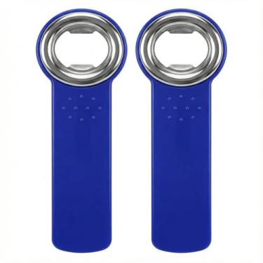 Imagem de Abridor de garrafas, pacote com 2 tampas de elevação portátil azul com aderência antiderrapante, ferramenta compacta de barra de cozinha para garrafas de vidro de refrigerante e cerveja, fácil