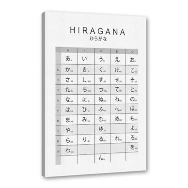 Imagem de Pôster do gráfico do alfabeto japonês Hiragana Katakana preto e branco pintura em tela educação aprender impressões escritório decoração sala de aula (SKU5,20.3x30.5 cm = (20x30cm), emoldurado (tela