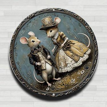 Imagem de Placa de parede redonda vintage de metal de alumínio rústico vintage para casal, 20 cm, presentes e decoração para casa, escritório, café e quintal