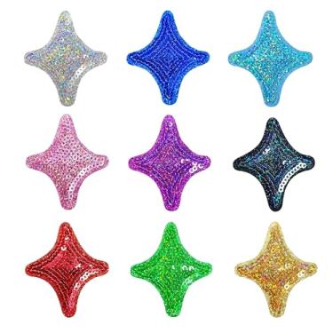 Imagem de Adesivos bordados com lantejoulas brilhantes com aplique de estrela de lantejoulas, camisetas, chapéus, bolsas, roupas, acessórios faça você mesmo, 9 peças