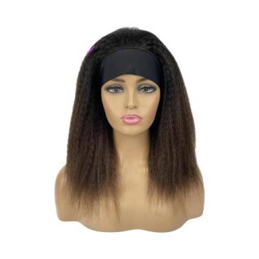 Imagem de Peruca Sintética Afro Yaki Kinky Natural Preta De Comprimento Médio Co