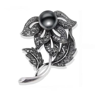 Imagem de la luen Alfinetes de broche para mulheres moda elegante broches lapela emblemas casaco suéter cachecóis vestido acessório festa de casamento baile joias, Product description, Metal, Pérolas