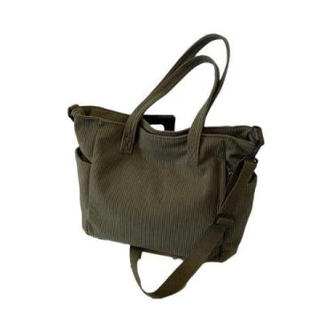 Imagem de Bolsa De Ombro Feminina De Grande Capacidade Em Veludo Listrado, Tote 