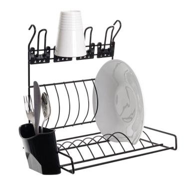 Imagem de Escorredor de Louça Suspenso Parede 10 Pratos - Preto