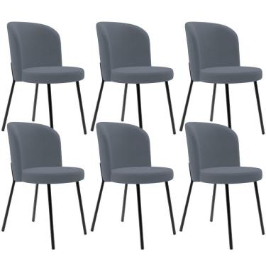 Imagem de Kit 6 Cadeiras Sala De Jantar Estofada Gavi L02 Suede Cinza - Lyam Decor