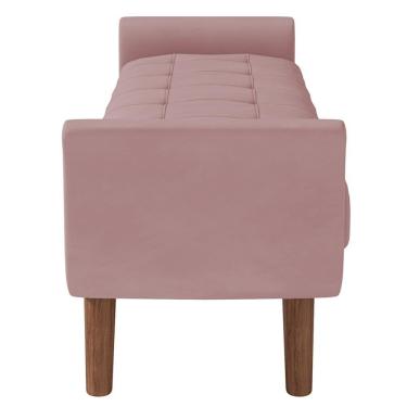 Imagem de Puff Recamier Decorativo Com Pés Em Madeira 140 Cm Itália P05 Veludo Rosê