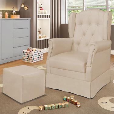 Imagem de Poltrona De Amamentação Com Balanço E Puff Elyra Suede Bege P02 - D'rossi