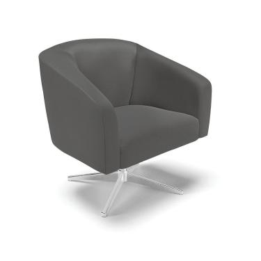 Imagem de Poltrona Sala Decorativa Stella Base Giratória Cromada Sintético Grafite D03 - D'rossi