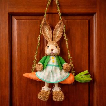 Imagem de Coelha Sentada Balanço Cenoura Enfeite Decoração Páscoa 60cm