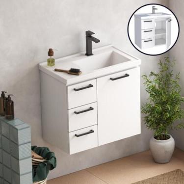 Imagem de Gabinete de Banheiro Em Aço com Cuba de Mármore Sintético Cozimax Amei