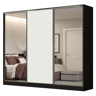 Imagem de Guarda Roupa Casal Royale 3 Portas de Correr Preto e Branco