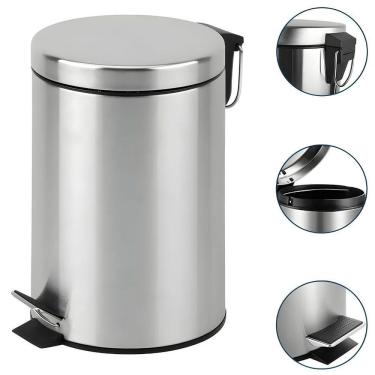Imagem de Lixeira Inox Redonda Multiuso 12 Litros - Design Moderno e Durável