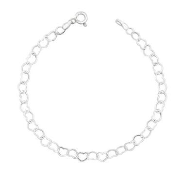 Imagem de Pulseira Corações em Prata 925 - MIT Joias