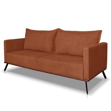Imagem de Sofá Living 2 Lugares 1,80m Atlantis Bouclê Terracota Pés De Ferro - Pallazio