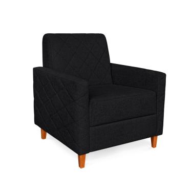 Imagem de Poltrona Liana Bouclê Pés De Madeira - Pallazio Cor Preto