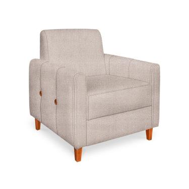 Imagem de Poltrona Zoe Linho Pés De Madeira - Pallazio Cor Areia