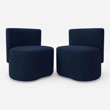 Imagem de Kit 2 Puff Feijão Curvo Orgânico Redondo Com Encosto Sala Quarto Resistente Confortável Suede Azul