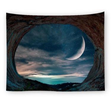 Imagem de Tapeçaria Starry Sky Moon Wall Room Estética 150x130cm - Yiweisai