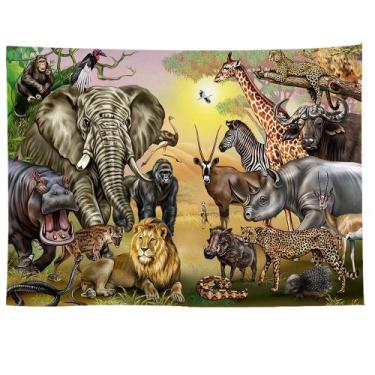 Imagem de Microtecido de parede Tapeçaria Animal Lion 150x150cm para quarto - yi