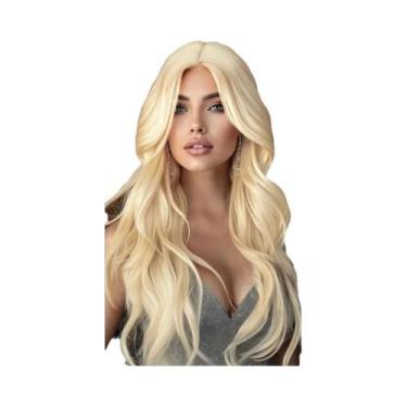 Imagem de Peruca Sintética Loira Longa E Cacheada Para Mulheres, Ondas Grandes, 