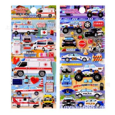 Imagem de Adesivos 3D Puffy Police Car, 2 folhas para bolsa de festa infantil - 