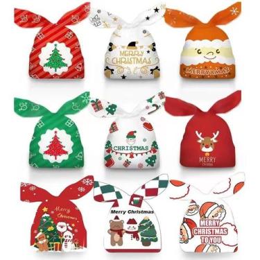 Imagem de Conjunto de sacolas de presente com cordão Christmas Bunny-Ear, 50 uni