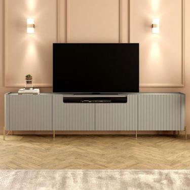 Imagem de Rack para Sala 260cm com 4 Portas Brise Pés Metal 100% MDF - Casa Lar 