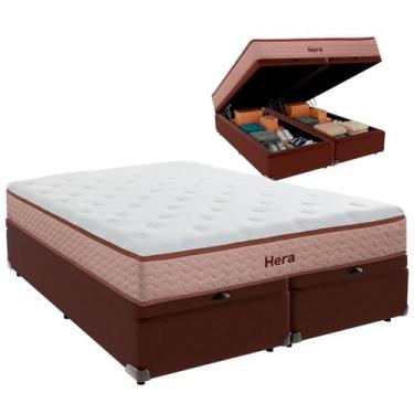 Imagem de Cama Baú King e Colchão Hera Molas Ensacadas Colchobel Marrom