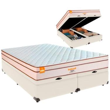 Imagem de Cama Baú Queen e Colchão Pequim Molas Ultralastic Inducol Palha