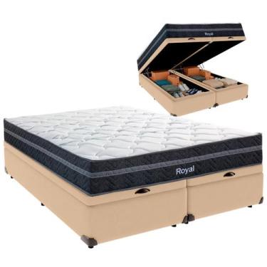 Imagem de Cama Baú King e Colchão Royal Molas Ensacadas Colchobel Ocre