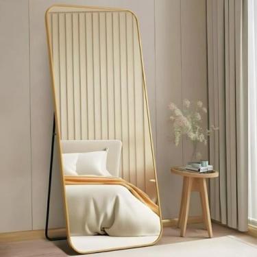 Imagem de Espelho de Corpo Inteiro 150x60cm com Moldura em Metal e Suporte para 