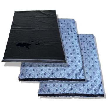 Imagem de colchão pra cachorro GG 70cm x 1m colchonete pet impermeável +2 capas 