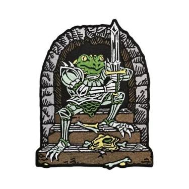 Imagem de Patch Bordado Medieval Cavaleiro Sapo Termocolante Para Roupas, Bonés,