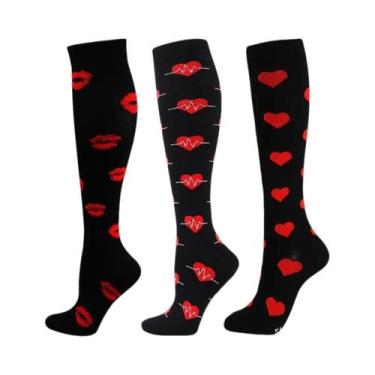 Imagem de Meias De Compressão Para Mulheres E Homens, 3 Pares, Altura Do Joelho,